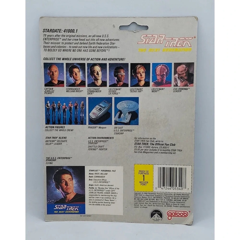 1988 Galoob Star Trek The Next Generation Commander William Riker